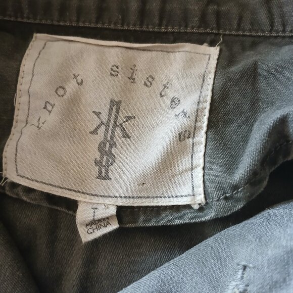Knot Sisters Denim Army Green Patriotic Native American Jacket Women's Large - Picture 4 of 8